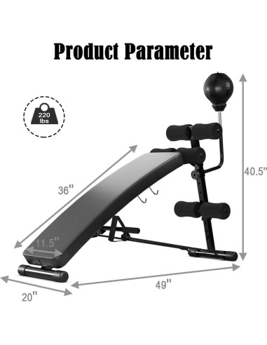 Banco de Abdominales Ajustable Goplus con Pelota y Cuerdas