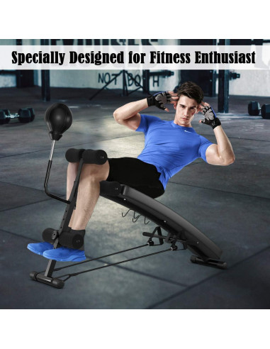 Banco de Abdominales Ajustable Goplus con Pelota y Cuerdas