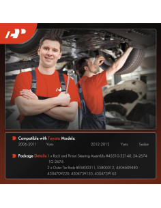 Kit de Crema de Dirección A-Premium para Toyota Yaris 2006-2012 2