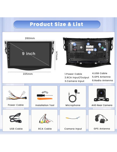 Estéreo de Coche Android 13 Hikity 6+128GB para Toyota RAV4 2007-2012