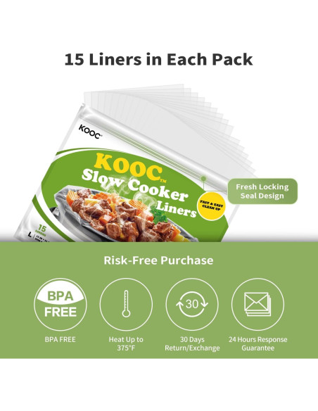 Forros Desechables para Olla de Cocción Lenta KOOC 33x53 cm - 15 Unidades