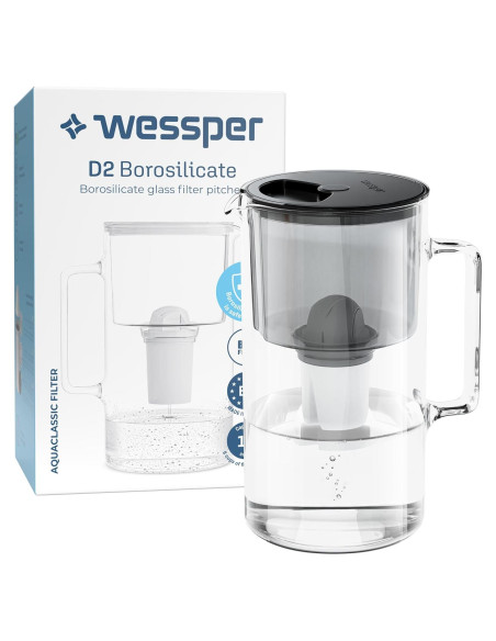 Jarra de Filtro de Agua Wessper D2 Vidrio Borosilicato 8 Tazas Jarra de Filtro de Agua Wessper D2 Vidrio Borosilicato 8 Tazas