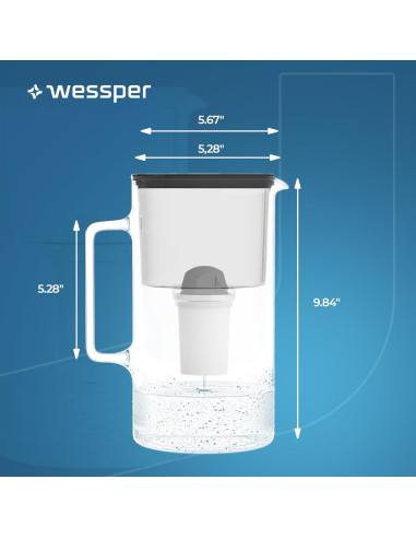 Jarra de Filtro de Agua Wessper D2 Vidrio Borosilicato 8 Tazas