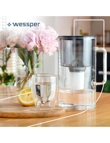 Jarra de Filtro de Agua Wessper D2 Vidrio Borosilicato 8 Tazas Jarra de Filtro de Agua Wessper D2 Vidrio Borosilicato 8 Tazas