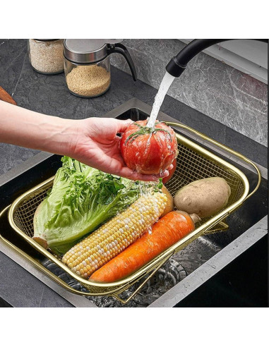 Colador de fregadero Lwuey de acero inoxidable expandible 34x25cm