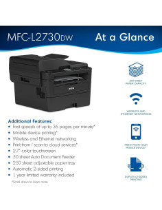 Impresora Láser Monocromática Brother MFC-L2730DW 36ppm 2