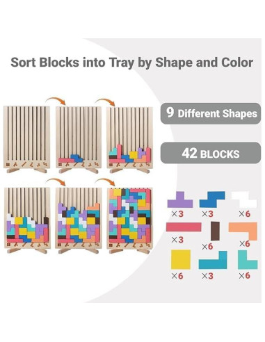 Rompecabezas 3D de Madera FAMCHAINS - Juego Deslizante Familiar