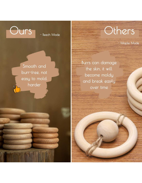 Anillos de Madera Bopoobo de Haya Natural 60 mm - 10 Pcs Anillos de Madera Bopoobo de Haya Natural 60 mm - 10 Pcs