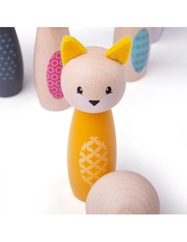 Juego de Bolos de Animales de Madera Bigjigs Toys - 6 Bolos y Pelota