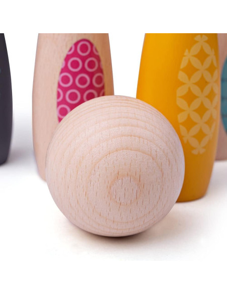 Juego de Bolos de Animales de Madera Bigjigs Toys - 6 Bolos y Pelota
