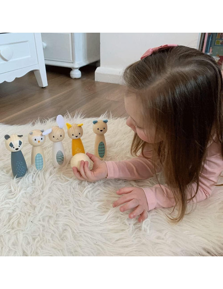 Juego de Bolos de Animales de Madera Bigjigs Toys - 6 Bolos y Pelota