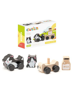 Juguete de tren de madera Clever Kitties - Montessori 18 meses