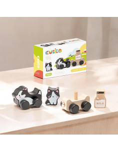 Juguete de tren de madera Clever Kitties - Montessori 18 meses 2