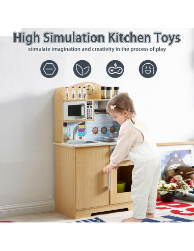 Cocina de Juguete de Madera YFDPARK 13 Piezas para Niños