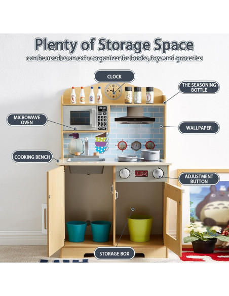 Cocina de Juguete de Madera YFDPARK 13 Piezas para Niños