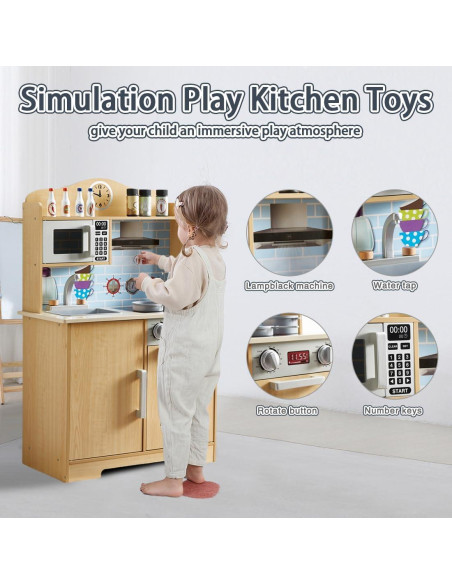 Cocina de Juguete de Madera YFDPARK 13 Piezas para Niños