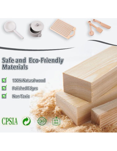 Cocina de Juguete de Madera YFDPARK 13 Piezas para Niños