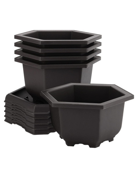 Paquete de 5 macetas de bonsái HEIHAK con bandejas 18,8 cm