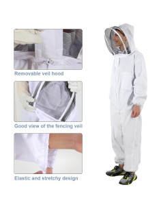 Traje de Apicultor ISIVBPEP XXL con Guantes y Velo Removible 2