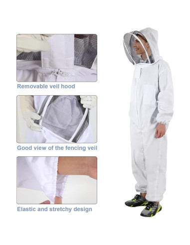Traje de Apicultor ISIVBPEP XXL con Guantes y Velo Removible