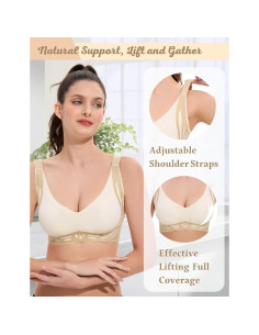 Sujetador Push Up Inalámbrico para Mujeres Sin Aros Blanco M 2