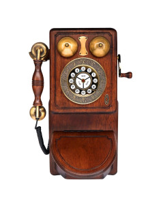 Teléfono de pared vintage Pyle PR46 - Madera y manivela