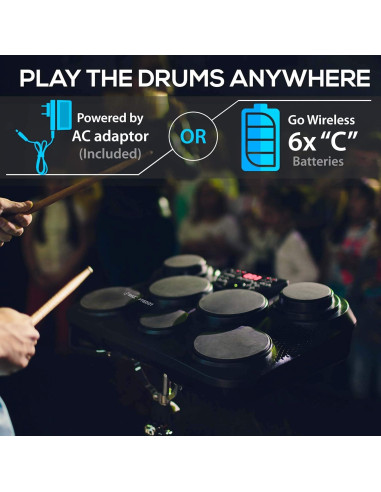 Juego de Batería Digital Pyle PTED01 Compacto 7 Pads