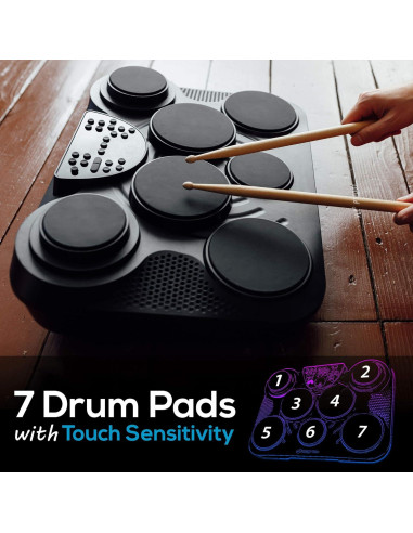 Juego de Batería Digital Pyle PTED01 Compacto 7 Pads