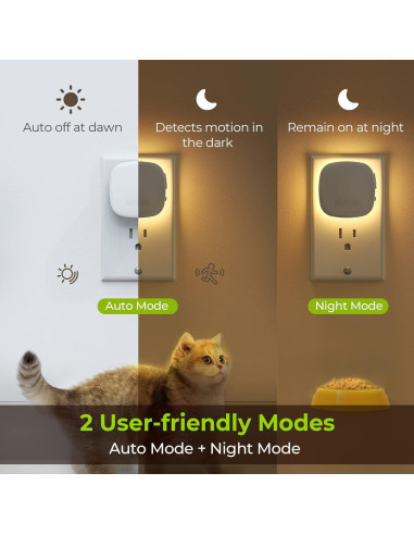 AUVON Luz Nocturna LED Sensor Movimiento 4 Pzs Regulable