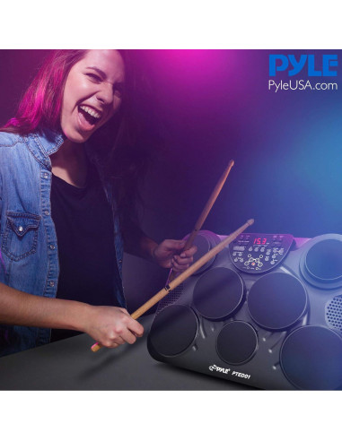 Juego de Batería Digital Pyle PTED01 Compacto 7 Pads