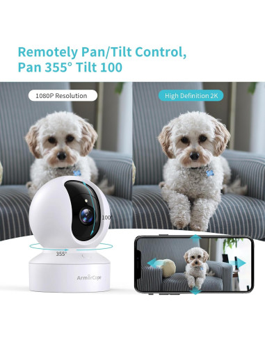 Cámara para Mascotas Armorcope CA48 2K HD con APP y Visión Nocturna