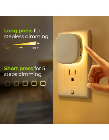 AUVON Luz Nocturna LED Sensor Movimiento 4 Pzs Regulable