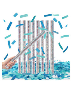 Paquete de 16 Poppers de Confeti Azul 35,56 cm Pilvepidu