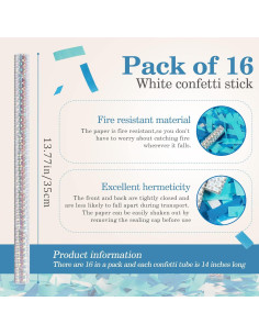 Paquete de 16 Poppers de Confeti Azul 35,56 cm Pilvepidu 2