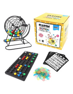 Juego de Bingo Deluxe GSE con Jaula de Acero y 18 Cartas