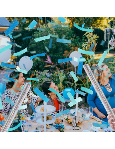 Paquete de 16 Poppers de Confeti Azul 35,56 cm Pilvepidu