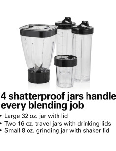 Licuadora Hamilton Beach MultiBlend 4 Jarras Sin BPA 650W 2