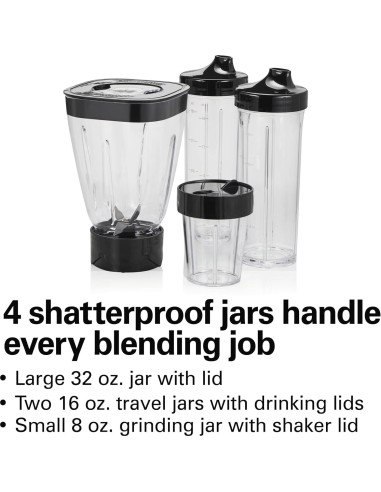 Licuadora Hamilton Beach MultiBlend 4 Jarras Sin BPA 650W