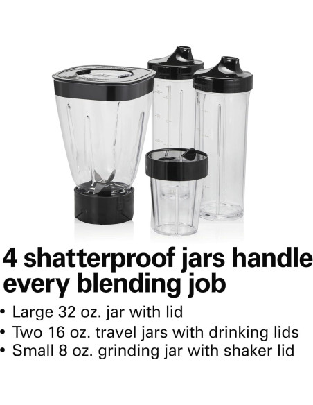 Licuadora Hamilton Beach MultiBlend 4 Jarras Sin BPA 650W