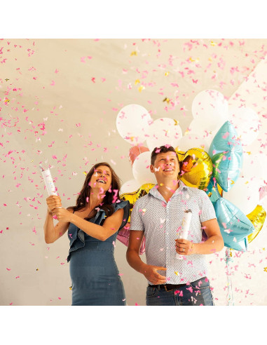 Cañón de Confeti Revelación de Género PrimePure - 2 Piezas Rosa
