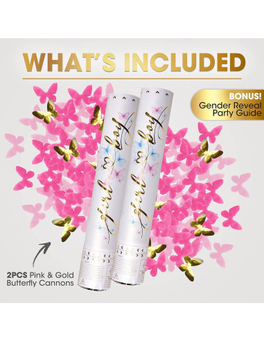 Cañón de Confeti Revelación de Género PrimePure - 2 Piezas Rosa