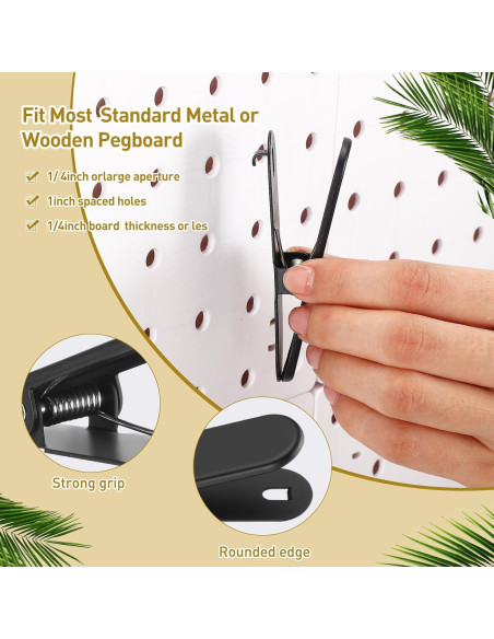 10 Clips de Tablero de Perforación Metal Negro CroBlissful