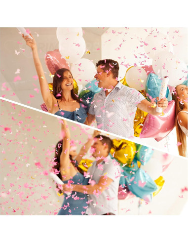Cañón de Confeti Revelación de Género PrimePure - 2 Piezas Rosa