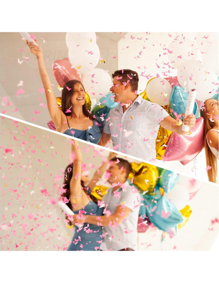 Cañón de Confeti Revelación de Género PrimePure - 2 Piezas Rosa