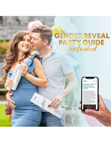 Cañón de Confeti Revelación de Género PrimePure - 2 Piezas Rosa