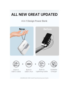 Cargador Portátil W&P 20,000mAh Carga Rápida 35W USB-C 2