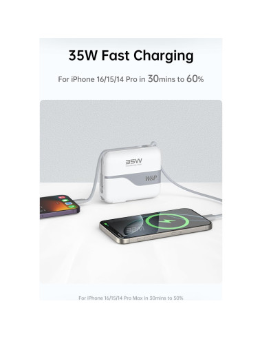 Cargador Portátil W&P 20,000mAh Carga Rápida 35W USB-C