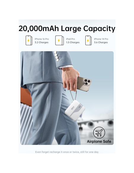 Cargador Portátil W&P 20,000mAh Carga Rápida 35W USB-C