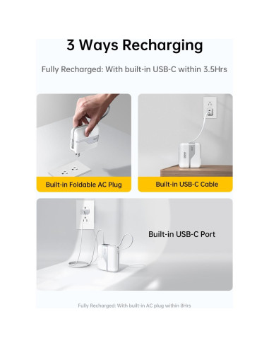 Cargador Portátil W&P 20,000mAh Carga Rápida 35W USB-C