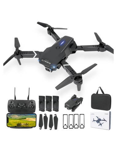 Mini Drone FLYVISTA E88 con Cámara 1080P y 3 Baterías